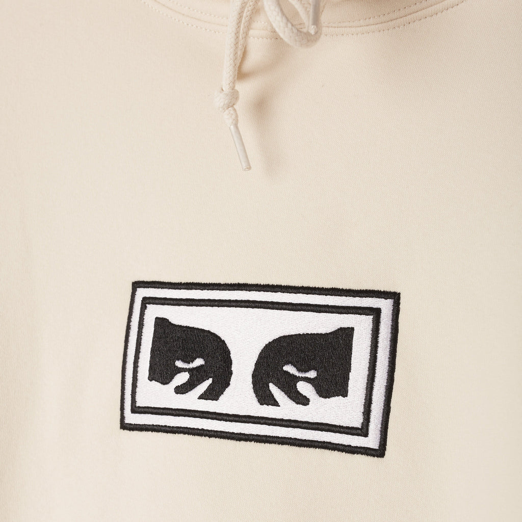 Obey Eyes Logo Hood - Unbleached Embroidered Graphic Close Up 