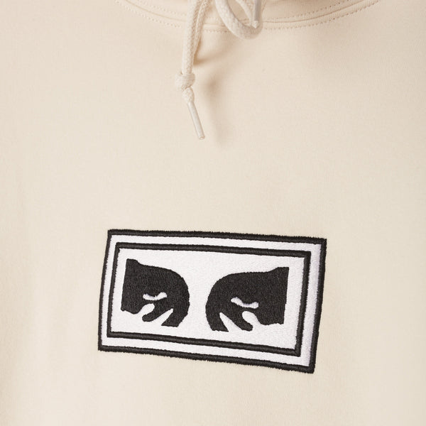 Obey Eyes Logo Hood - Unbleached Embroidered Graphic Close Up 