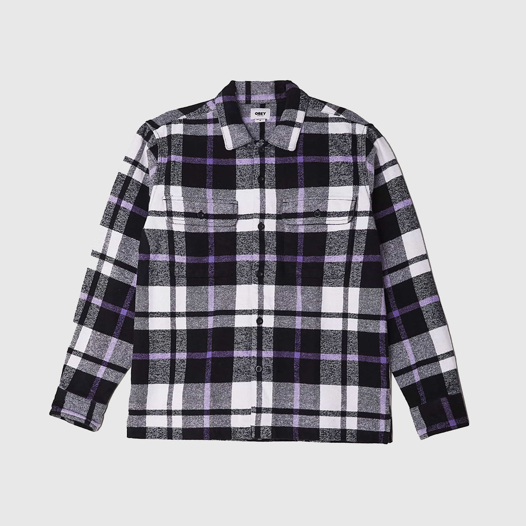 Obey LS Advert Woven Shirt - Black / Multi Front 