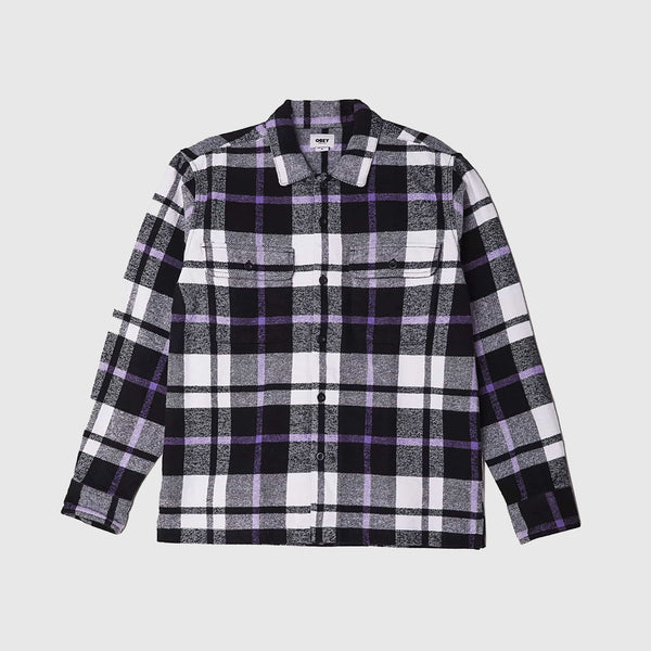 Obey LS Advert Woven Shirt - Black / Multi Front 