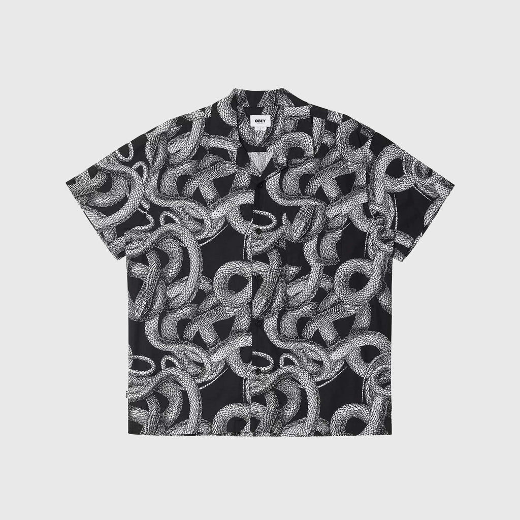 Obey SS Slither Woven Shirt - Black Front 