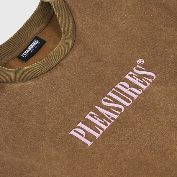 Pleasures Sour Washed Crewneck - Brown - Close Up