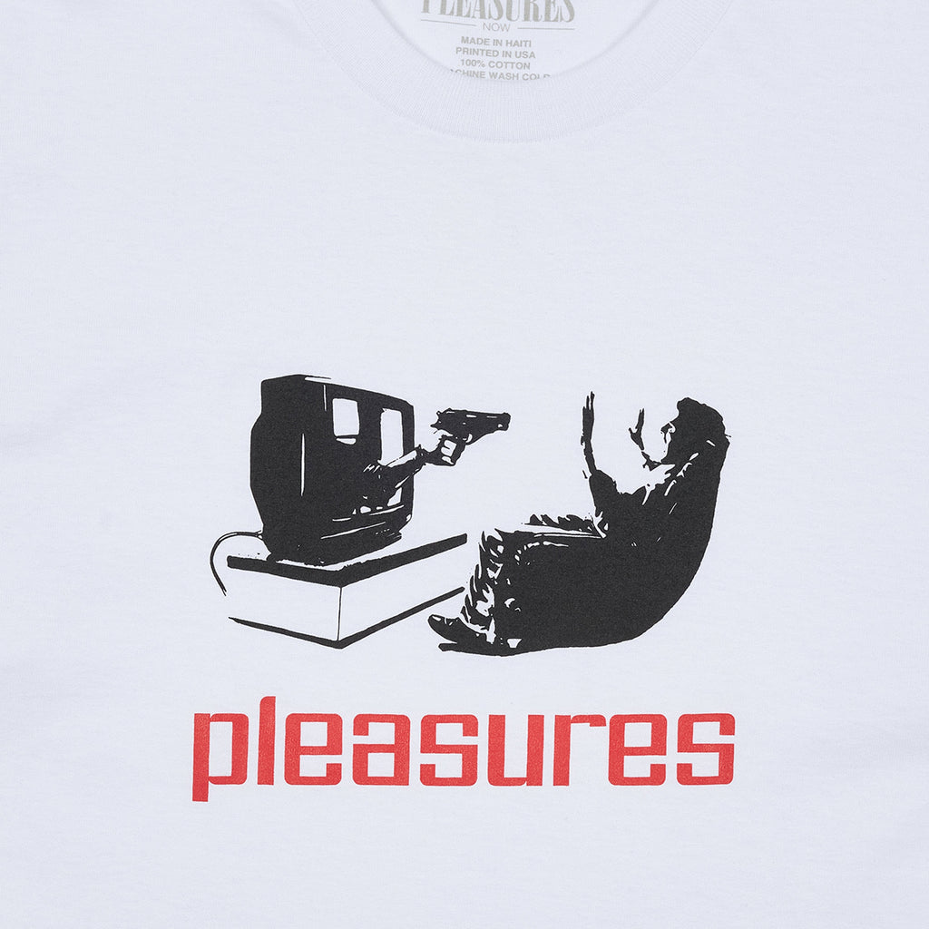 Pleasures TV Tee - White - Close Up
