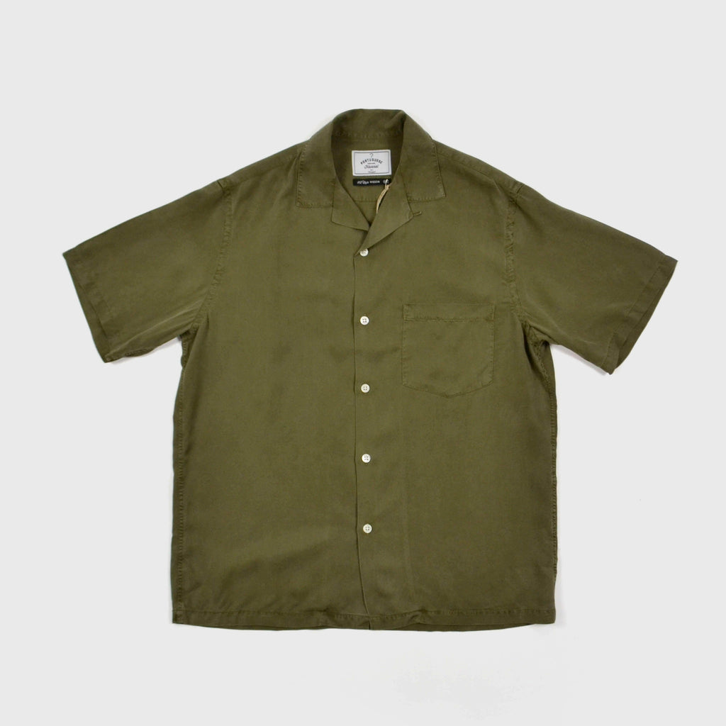 Portuguese Flannel Dogtown Shirt Olive Front