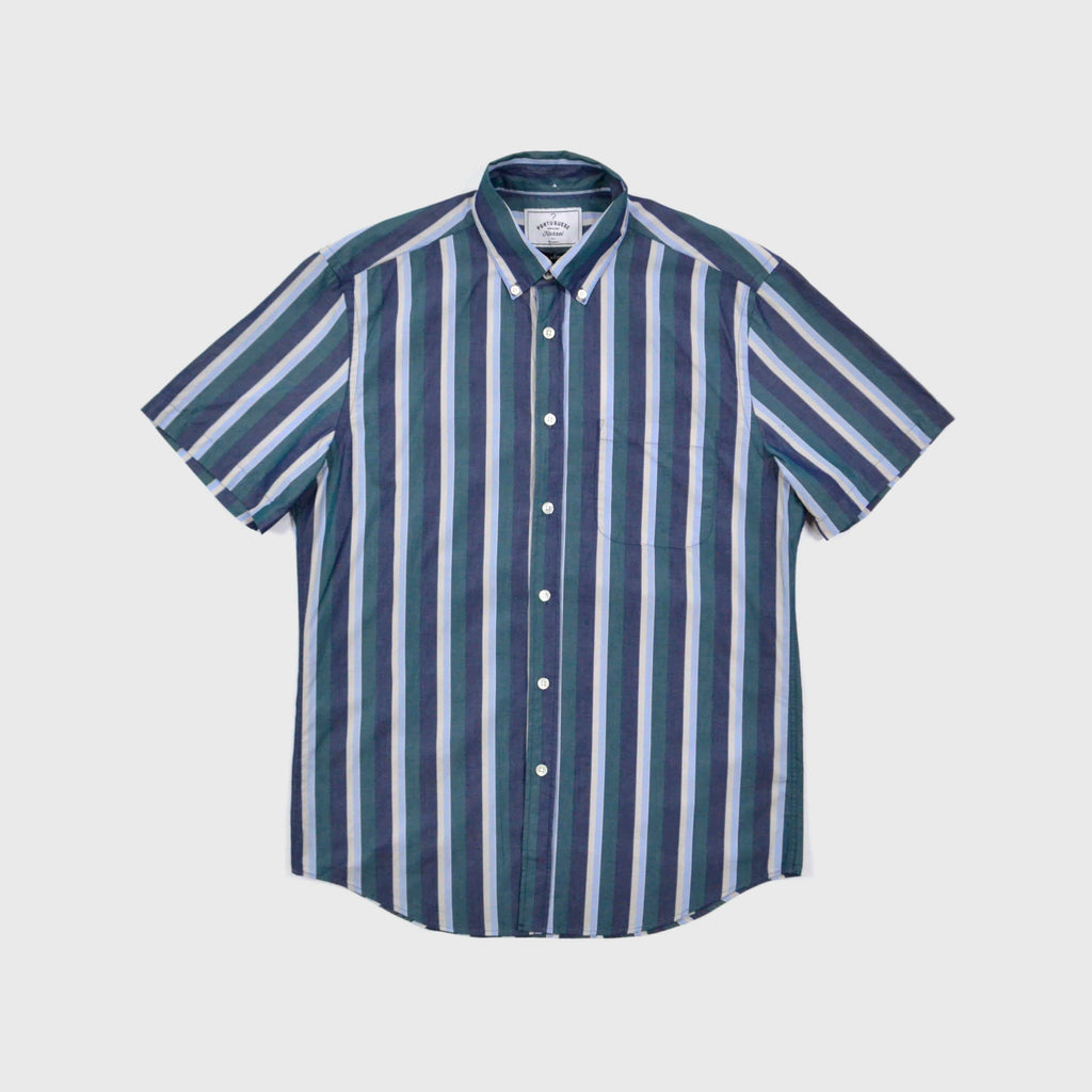 Portuguese Flannel Marseille Blue Green Shirt Back