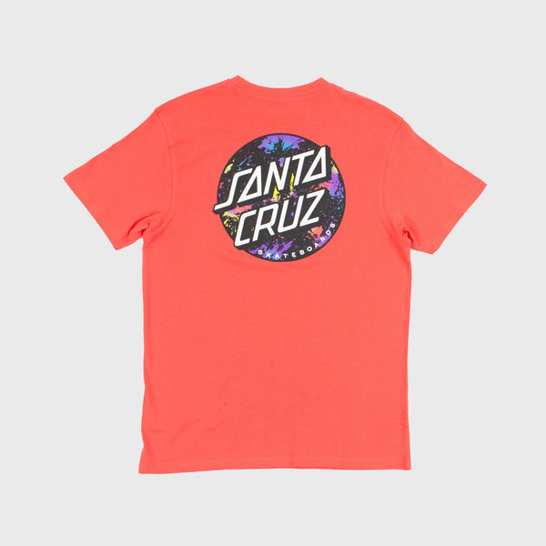 Santa Cruz SS Dot Splatter Tee - Hot Coral Back View